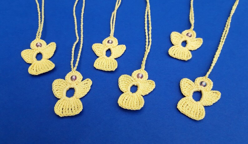 6 Anges au crochet en jaune image 1