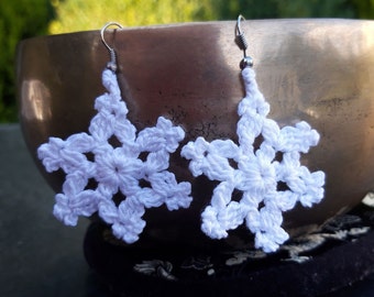 Boucles d'oreilles FLOCON DE NEIGE au crochet