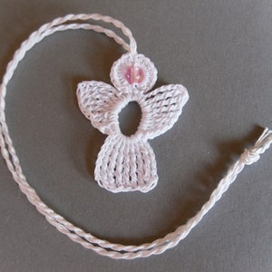 2 crochet Angel Charms white, rose bead image 10