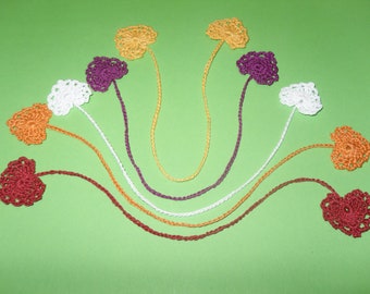 5 Lesezeichen HERZCHEN gehäkelt