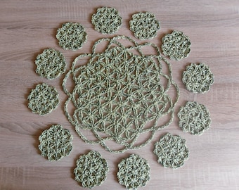 crochet Coasters  "FLOWER OF LIFE"