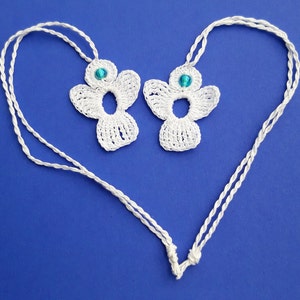 3 crochet Angel Charms white, turquoise bead image 3