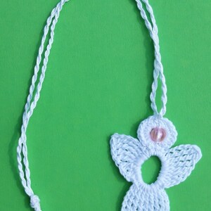 2 crochet Angel Charms white, rose bead image 3