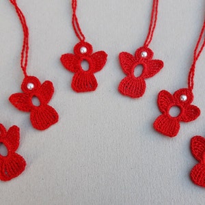 Set of 6 crochet Angel Charms red image 1