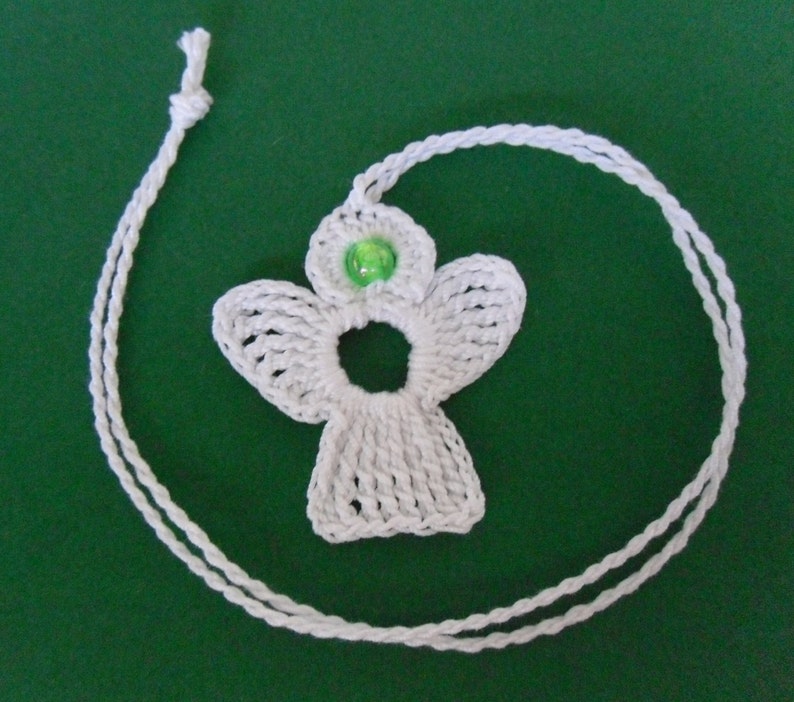 3 crochet Angel Charms white with bead image 10