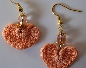 Boucles d'oreilles "Coeurs", apricot