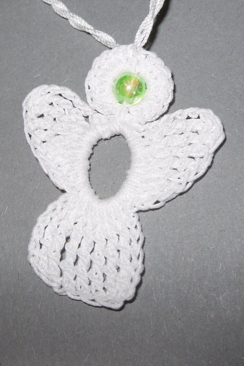 3 crochet Angel Charms white with bead image 6