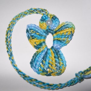 Ange au crochet turquoise jaune image 1