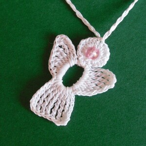 2 crochet Angel Charms white, rose bead image 2