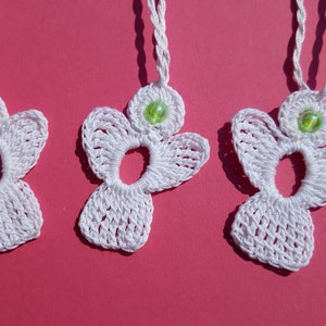 3 crochet Angel Charms white with bead image 1