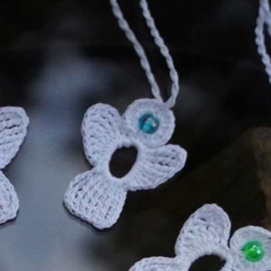 3 crochet Angel Charms white, turquoise bead image 8