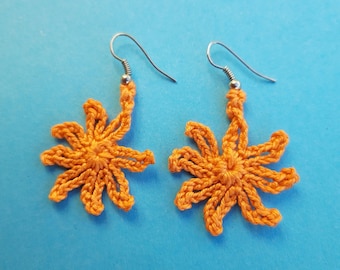 crochet Earrings STARS orange