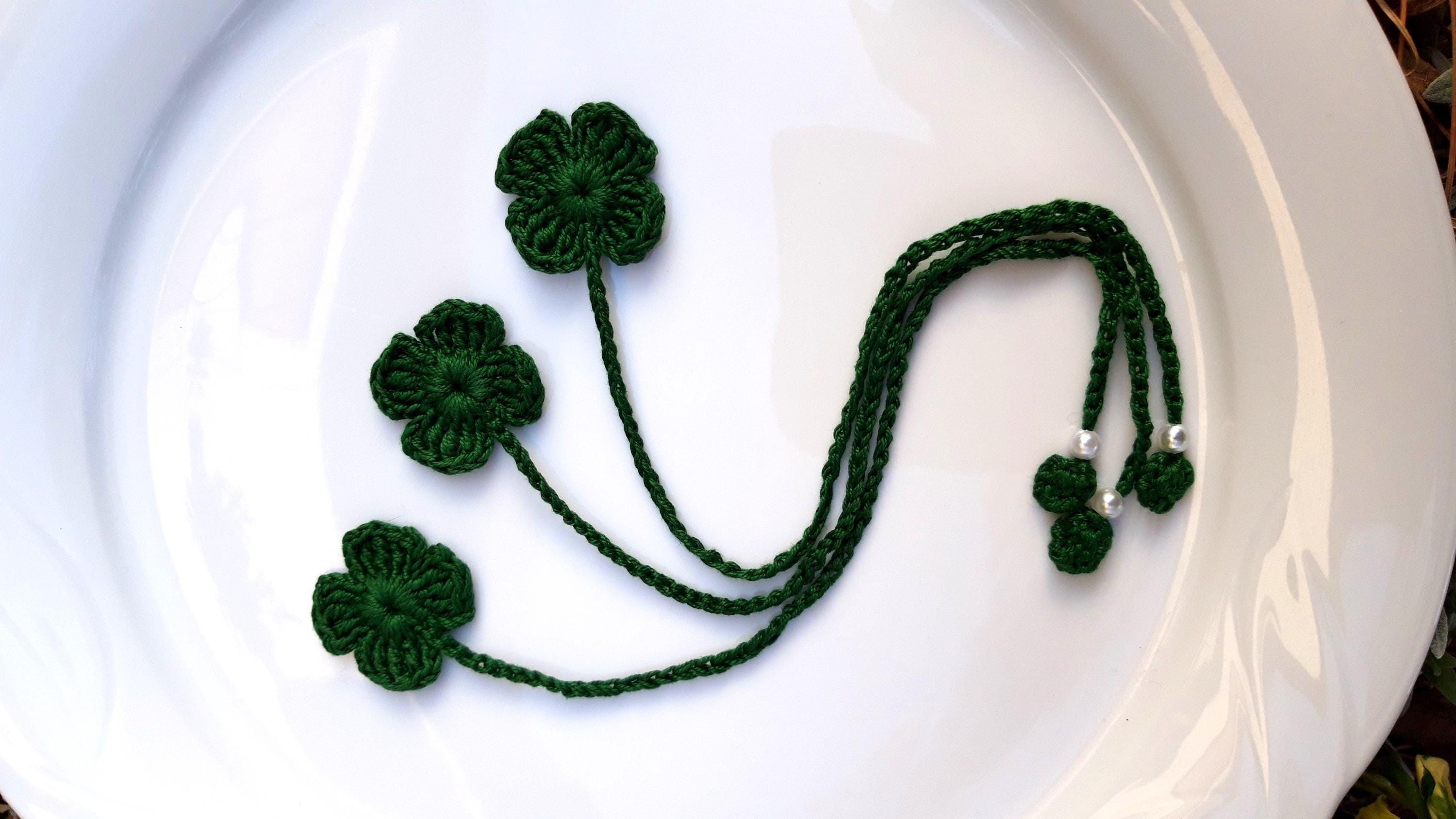 3 Shamrock Crochet bookmarks, keyring pendants