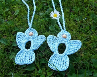 2 crochet Angel Charms light blue