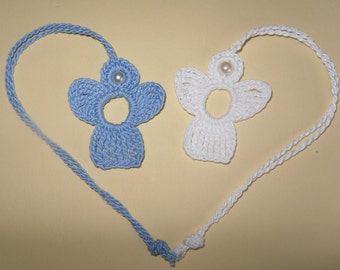 2 crochet Angel Charms blue white