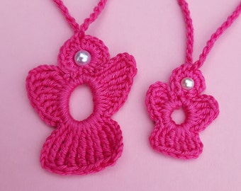 crochet Angel Charms pink 2 pieces