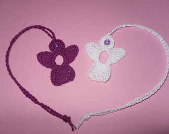 2 crochet Angel Charms, violet & white