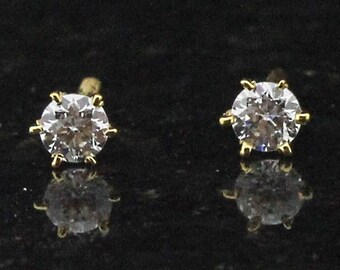 Diamant Ohrstecker, 14k Gold Ohrringe, Krappenfassung Diamant Ohrstecker, Geschenk für sie, Natürliche Diamant Ohrstecker, Tägliche Abnutzung Ohrring