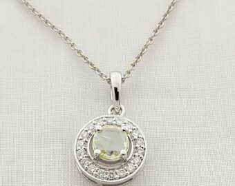 Handmade Rose Cut Diamond Pendant in 14K Gold. Wedding Pendant for Bride. Halo Diamond Necklace for Gift. Anniversary Gift for Her