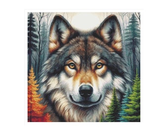 Wolf cross stitch, wolf pattern, forest cross stitch, wolf and forest pattern, coyote pattern, pattern keeper, coyote cross stitch, wolf