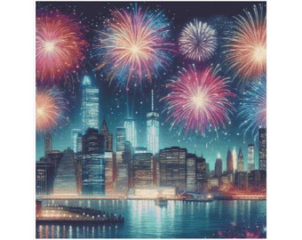 Ciudad punto de cruz, Nueva York punto de cruz, punto de cruz ciudad, punto de cruz noche, fuegos artificiales, patrón, noche, ciudad
