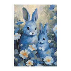 Rabbit cross stitch, rabbit pattern, hare cross stitch, cross stitch, hare pattern, blue, cross stitch hare, cross stitch rabbit, hare
