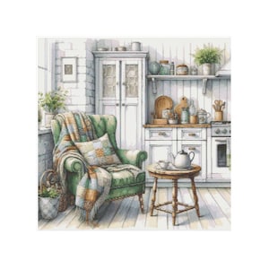 Cross stitch kitchen pattern, house cross stitch, home pattern, rustic cross stitch, home cross stitch, pattern keeper, kitchen pattern