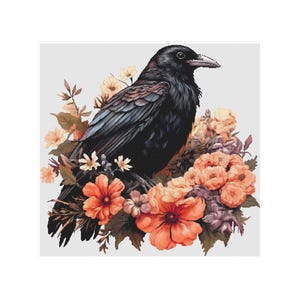 Cross stitch raven, Raven cross stitch, cross stitch bird, halloween cross stitch, raven pattern, gothic cross stitch, gothic pattern
