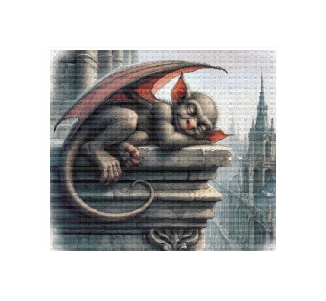 Gothic Cross Stitch Pattern, Gothic Cross Stitch, Gargoyle Cross Stitch ...