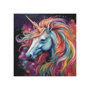 Unicorn cross stitch, horse, unicorn, fantasy, magic cross stitch, rainbow unicorn, cross stitch, unicorn pattern, magic pattern, fairy