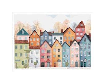Cross stitch houses, village pattern, cross stitch village, autumn cross stitch, village cross stitch, little houses cross stitch, house