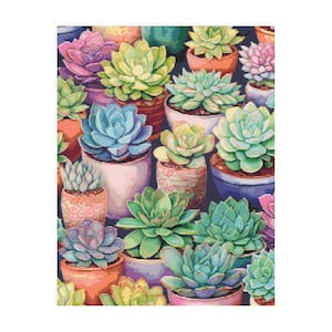 Point de croix de cactus, motif de plantes succulentes, plantes succulentes au point de croix, plantes au point de croix, motif de cactus, motif de jardin, plantes succulentes