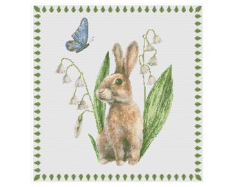 Rabbit cross stitch, Easter cross stitch, rabbit cross stitch, hare cross stitch, cross stitch, rabbit pattern, hare pattern, pattern
