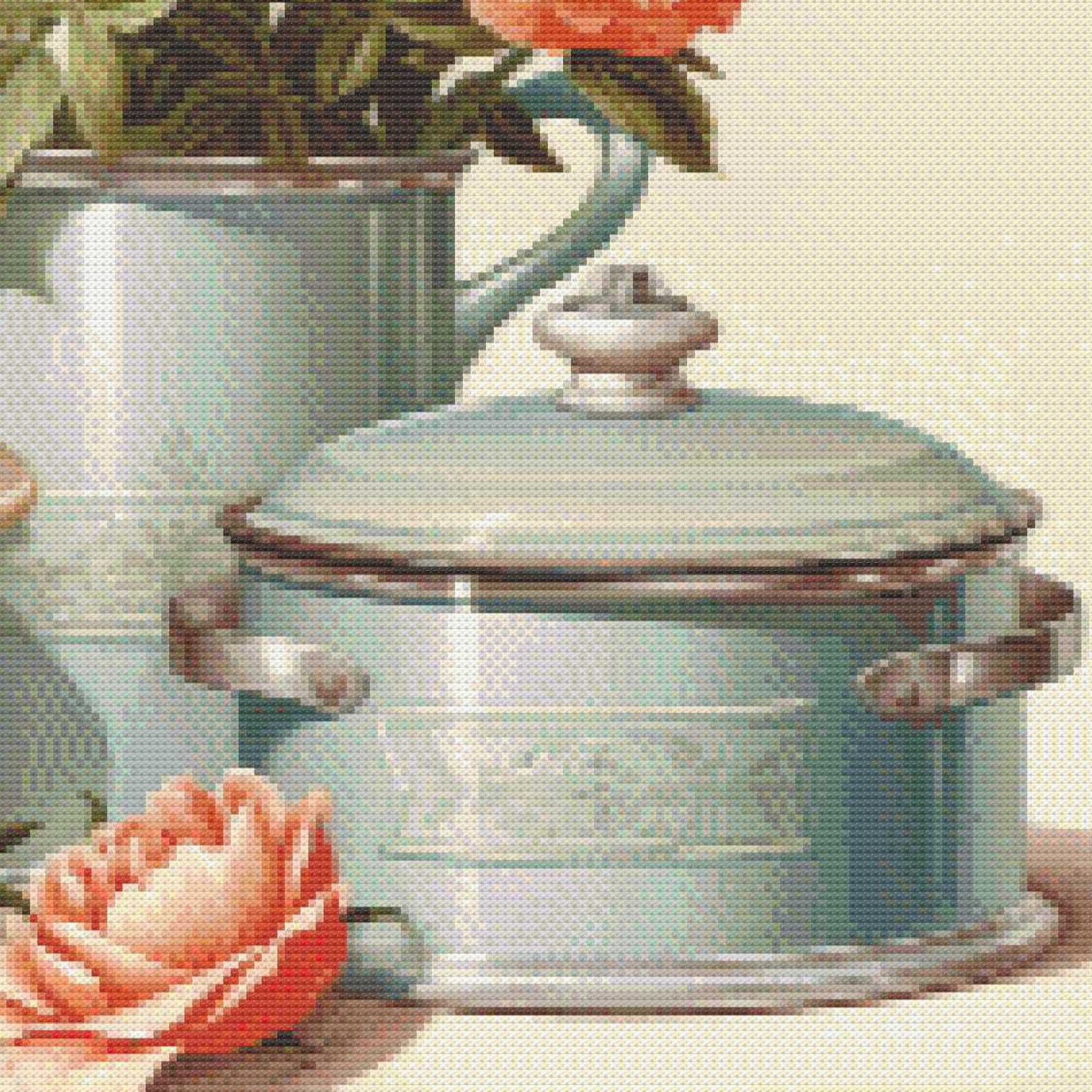 Cross Stitch House, Kitchen to Embroider, Cross Stitch Cupboard, Rustic Cross Stitch, Kitchen