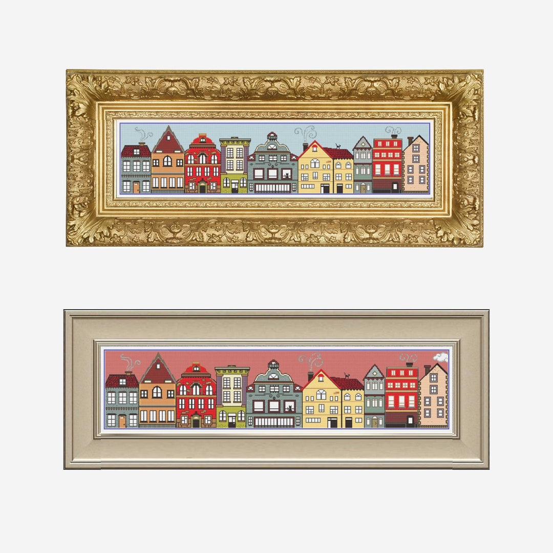 Cross Stitch Houses, Cross Stitch City, Cross Stitch Houses, Modern