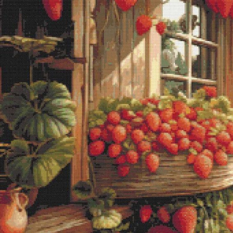Cross stitch house, strawberries pattern, cross stitch home, cross stitch strawberries, cross stitch house, cross stitch strawberries image 5