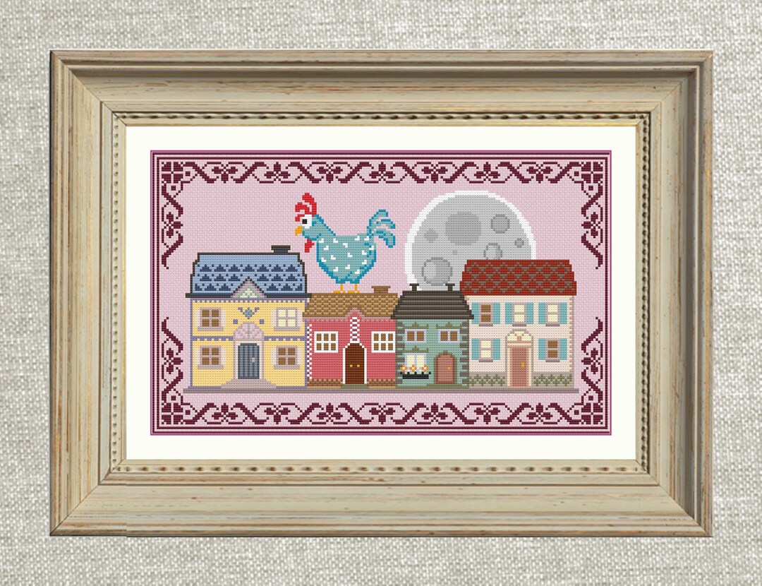Cross Stitch Houses, Cross Stitch Houses, Cross Stitch Scheme, Village