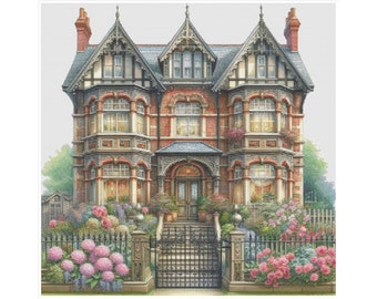 Cross stitch house, cross stitch mansion, cross stitch Victorian house, pattern keeper, cross stitch house, cross stitch home, pattern