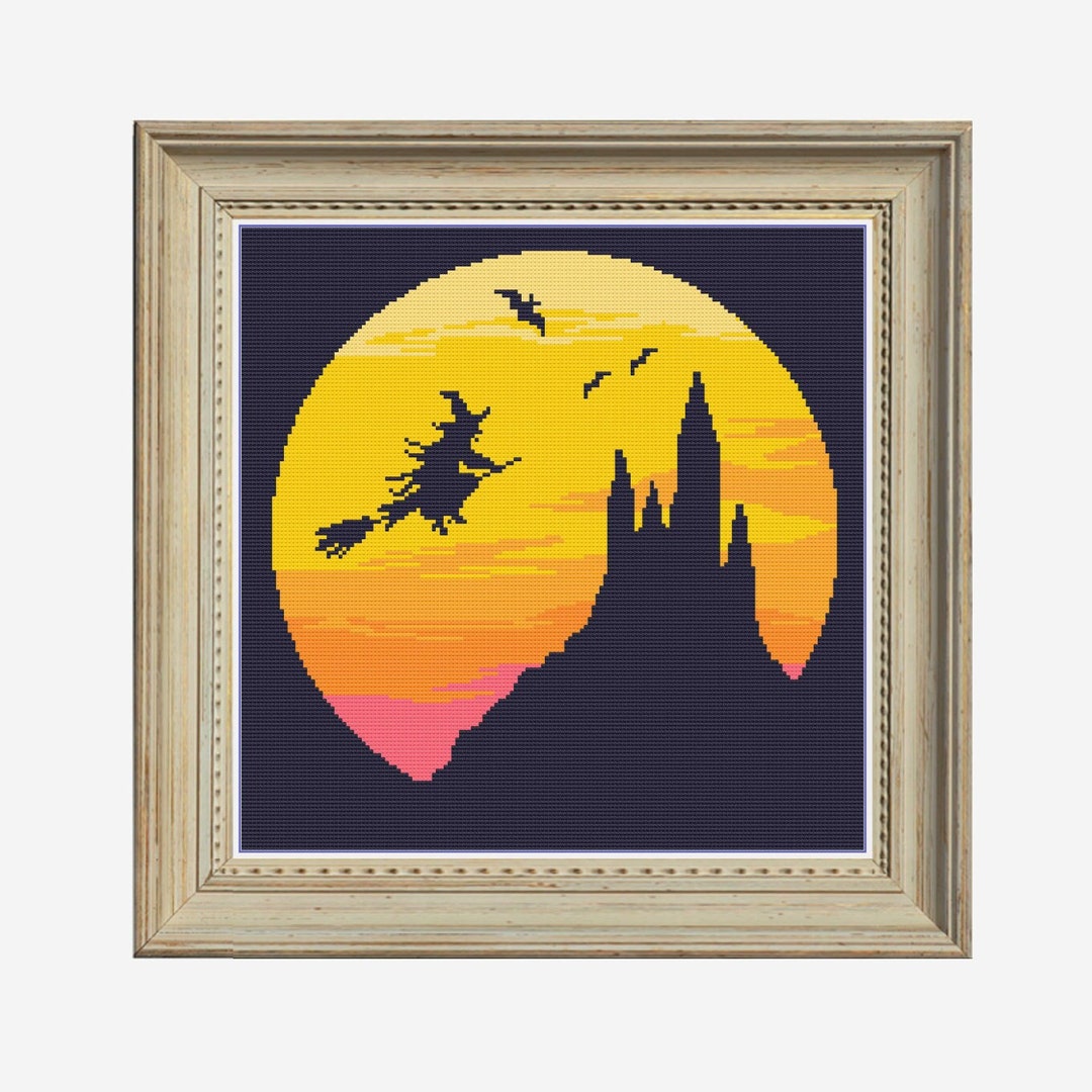 Witch Cross Stitch, Cross Stitch Witches, Funny Cross Stitch, Skull