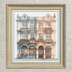 Cross stitch houses, facade to embroider, cross stitch shop, city cross stitch, village cross stitch, rural cross stitch, houses