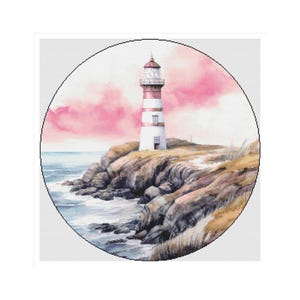 Lighthouse cross stitch, sea cross stitch, maritime cross stitch, sea cross stitch, lighthouse pattern, lighthouse, seascape, ocean, sea
