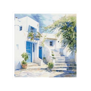 House cross stitch, , cross stitch village, cross stitch house, Greek houses, Greek village, greek, white and blue, blue and white, pattern
