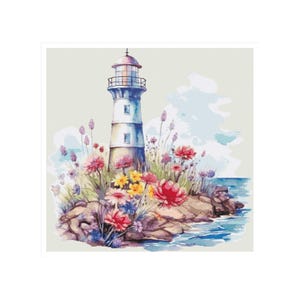 Lighthouse cross stitch, sea cross stitch, maritime cross stitch, sea cross stitch, lighthouse cross stitch, landscape cross stitch pattern
