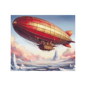 Heißluftballon Kreuzstich, Zeppelin Kreuzstich, Luftschiff Kreuzstich, Zeppelin Kreuzstich, Steampunk, Luftschiff, Zeppelin, Ballon