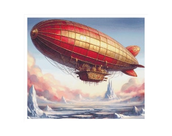 Hot air balloon cross stitch, airship cross stitch, steampunk, zeppelin pattern, airship pattern, Zeppelin, hot air balloon, airship