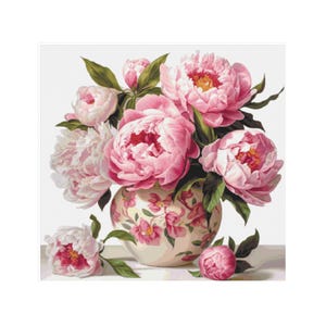 Peonies cross stitch, cross stitch flowers, floral cross stitch, flower bouquet, cross stitch flowers, cross stitch roses, lilacs pattern,