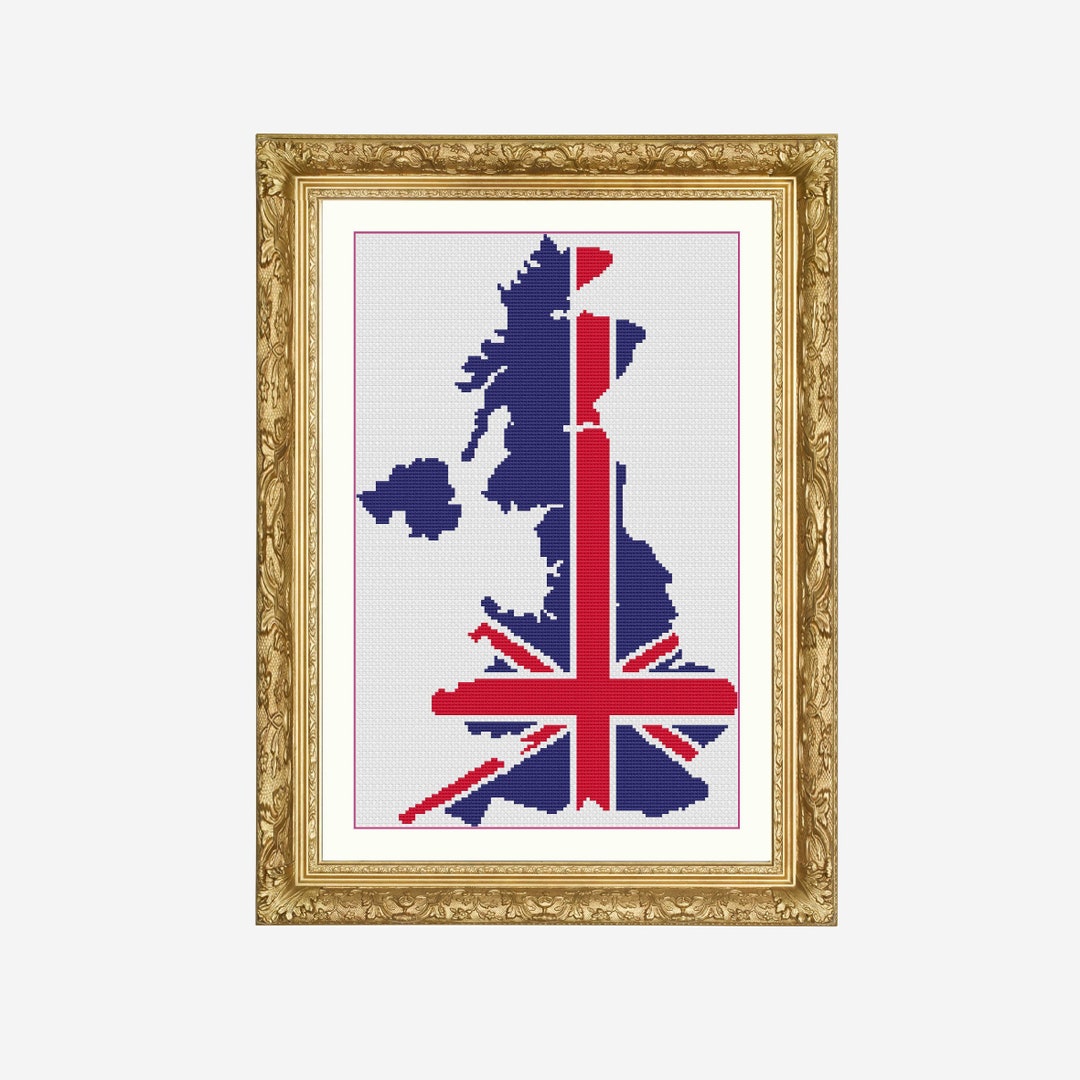 England Cross Stitch, UK Cross Stitch, Cross Stitch Map, Map to