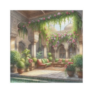 Cross stitch house, cross stitch patio, cross stitch garden, cross stitch architecture, arabic cross stitch, pattern, pattern keeper