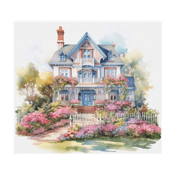 Cross stitch house, village to embroider, cross stitch mansion, cross stitch victorian house, house cross stitch, home cross stitch
