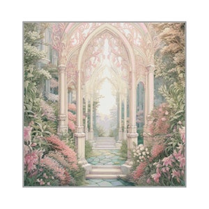 Garden cross stitch, elven cross stitch, park cross stitch, cross stitch landscape, fantasy cross stitch, elven cross stitch